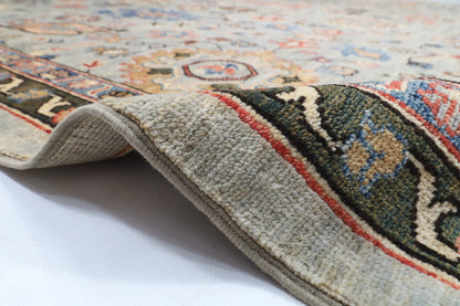 275 x 369 cm | Serapi Gray Design Hand Knotted veg Dye Wool Afghan Carpet