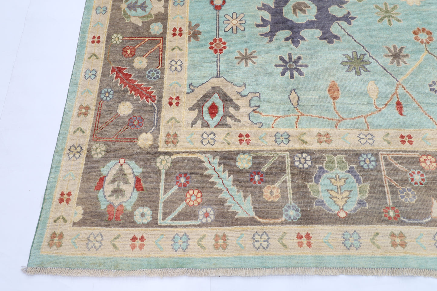 268 x 349 cm | Oushak Afghan Tribal Hand Knotted Veg Dye Wool carpet
