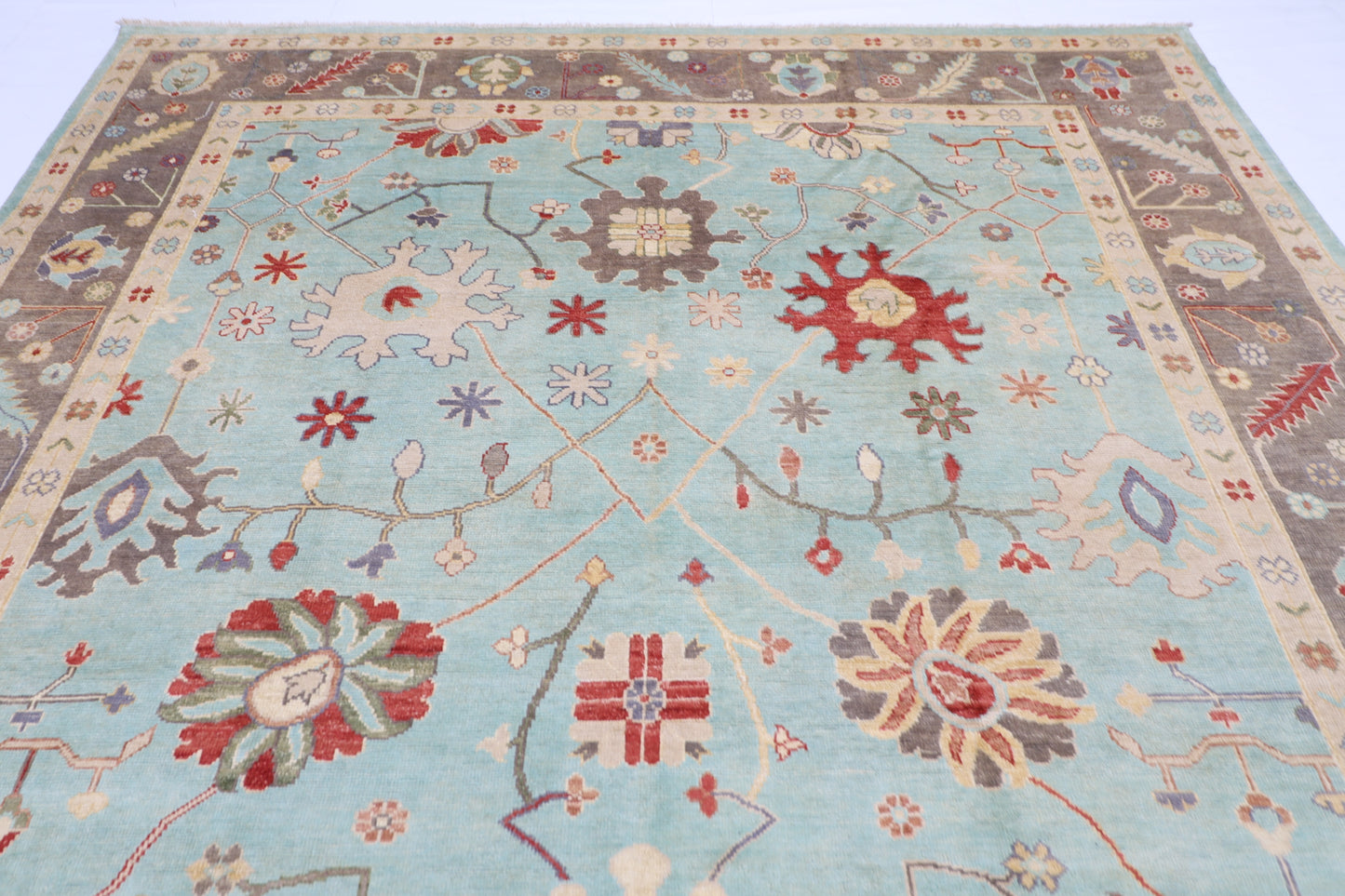 268 x 349 cm | Oushak Afghan Tribal Hand Knotted Veg Dye Wool carpet