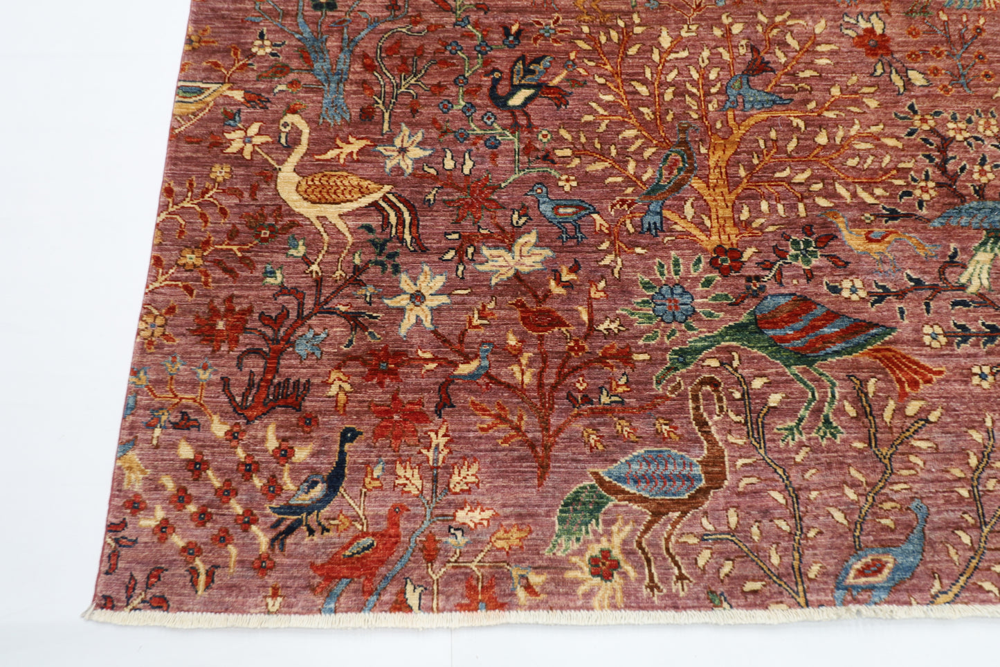 203 x 297 cm | Birds Pink Design Area Rug Afghan Hand Knotted Veg Dye Wool carpet
