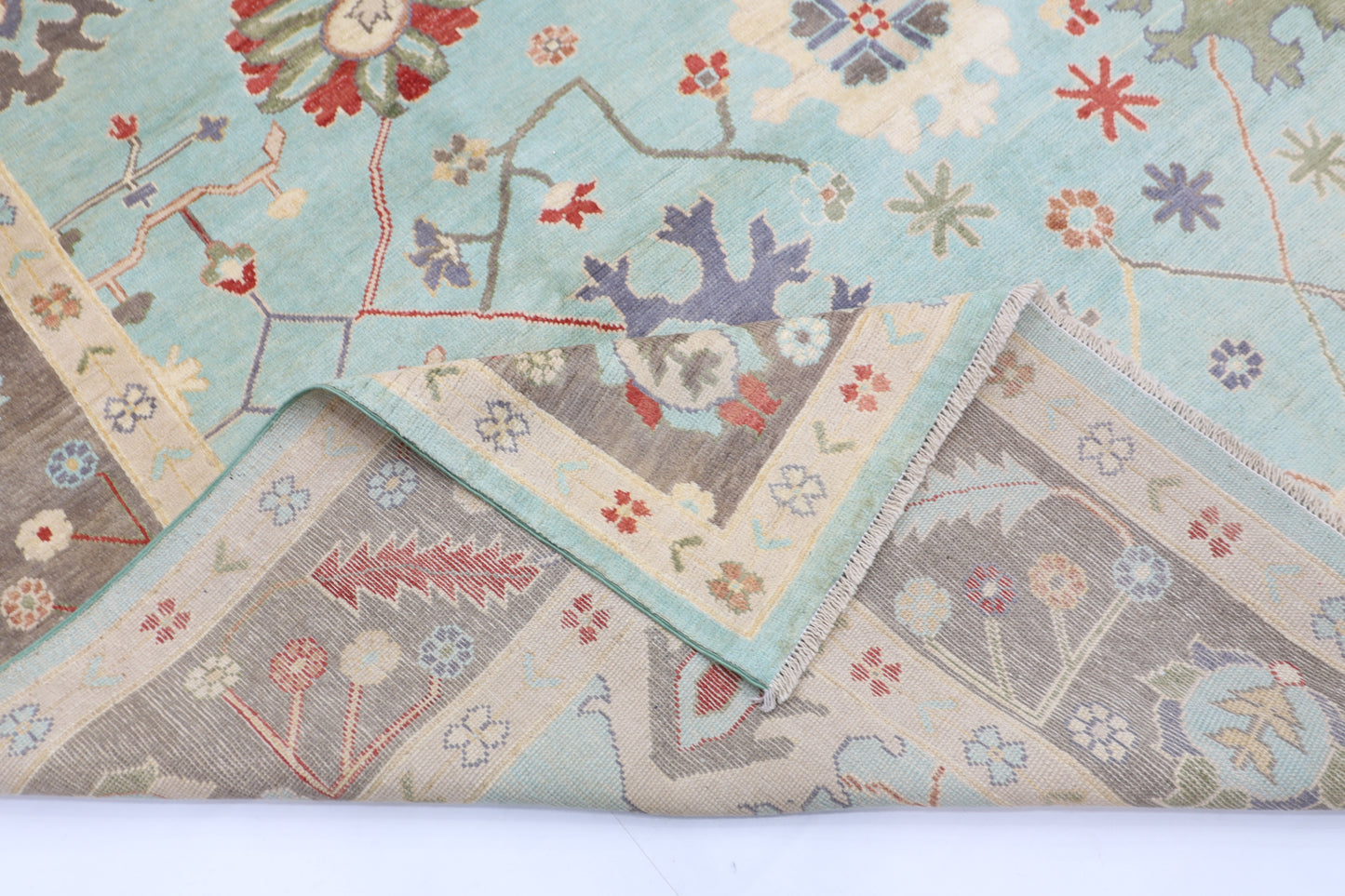 268 x 349 cm | Oushak Afghan Tribal Hand Knotted Veg Dye Wool carpet