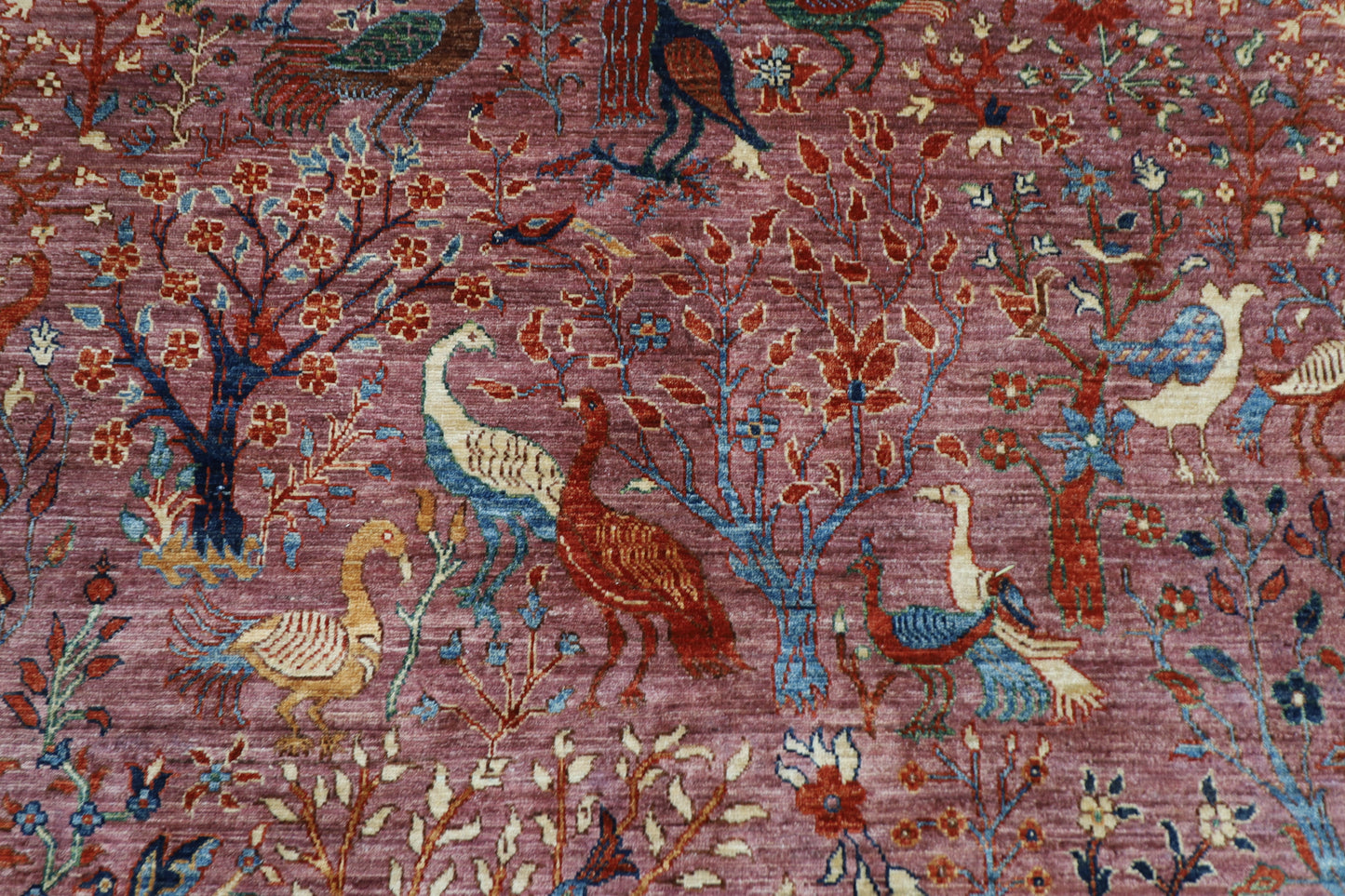 203 x 297 cm | Birds Pink Design Area Rug Afghan Hand Knotted Veg Dye Wool carpet