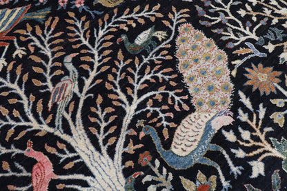 272 x 358 cm | Birds Black Design Hand Knotted veg Dye Wool Afghan Carpet