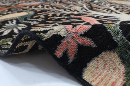 272 x 358 cm | Birds Black Design Hand Knotted veg Dye Wool Afghan Carpet