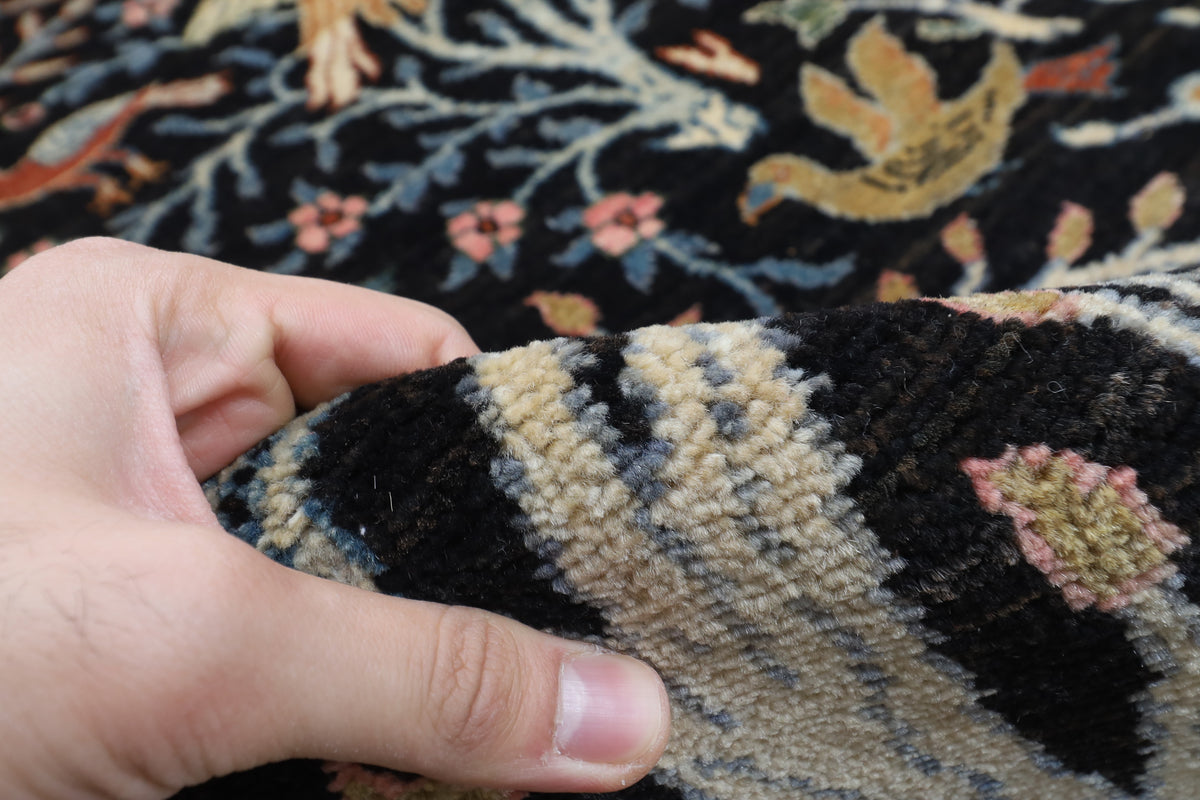 272 x 358 cm | Birds Black Design Hand Knotted veg Dye Wool Afghan Carpet