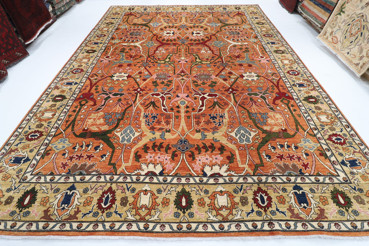 309 x 423 cm | Bidjar Yellow Design Hand Knotted veg Dye Wool Afghan Carpet