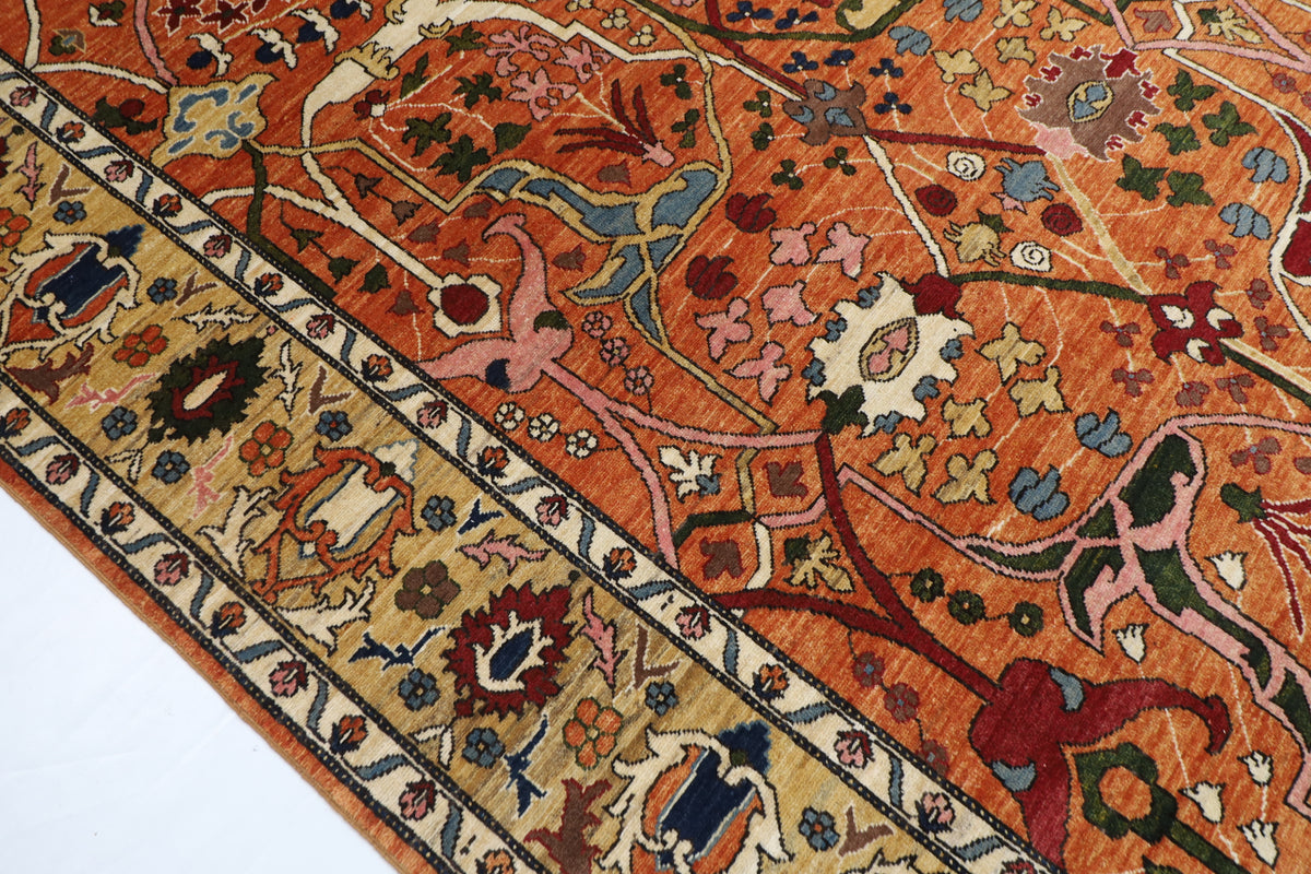 309 x 423 cm | Bidjar Yellow Design Hand Knotted veg Dye Wool Afghan Carpet
