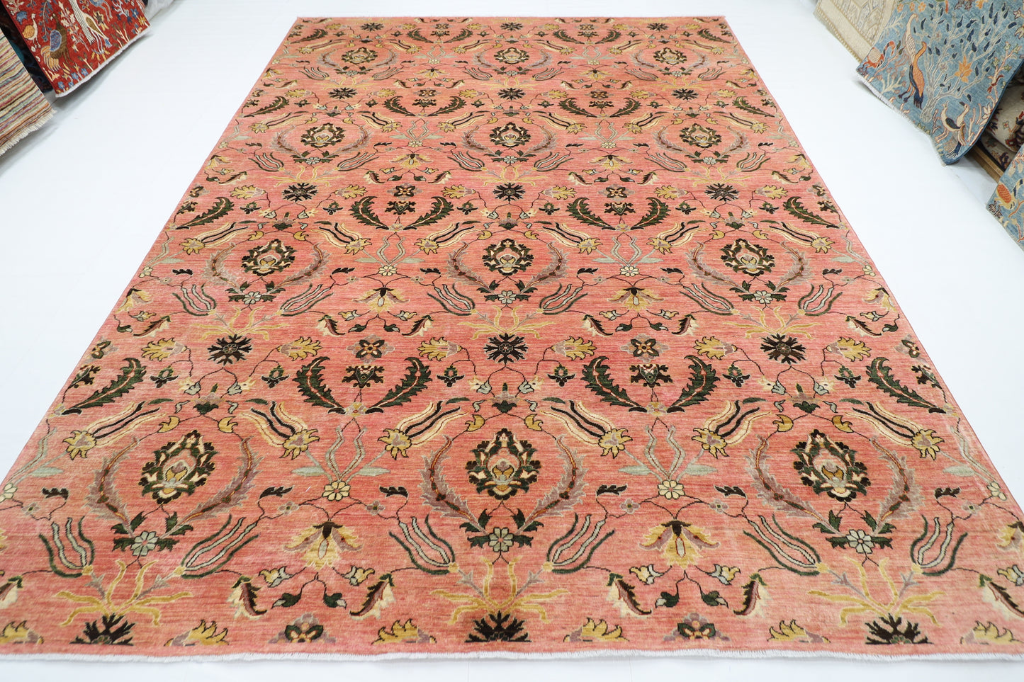 276 x 365 cm | Suzani Pink Design Area Rug Afghan Hand Knotted Veg Dye Wool carpet