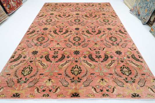 276 x 365 cm | Suzani Pink Design Area Rug Afghan Hand Knotted Veg Dye Wool carpet