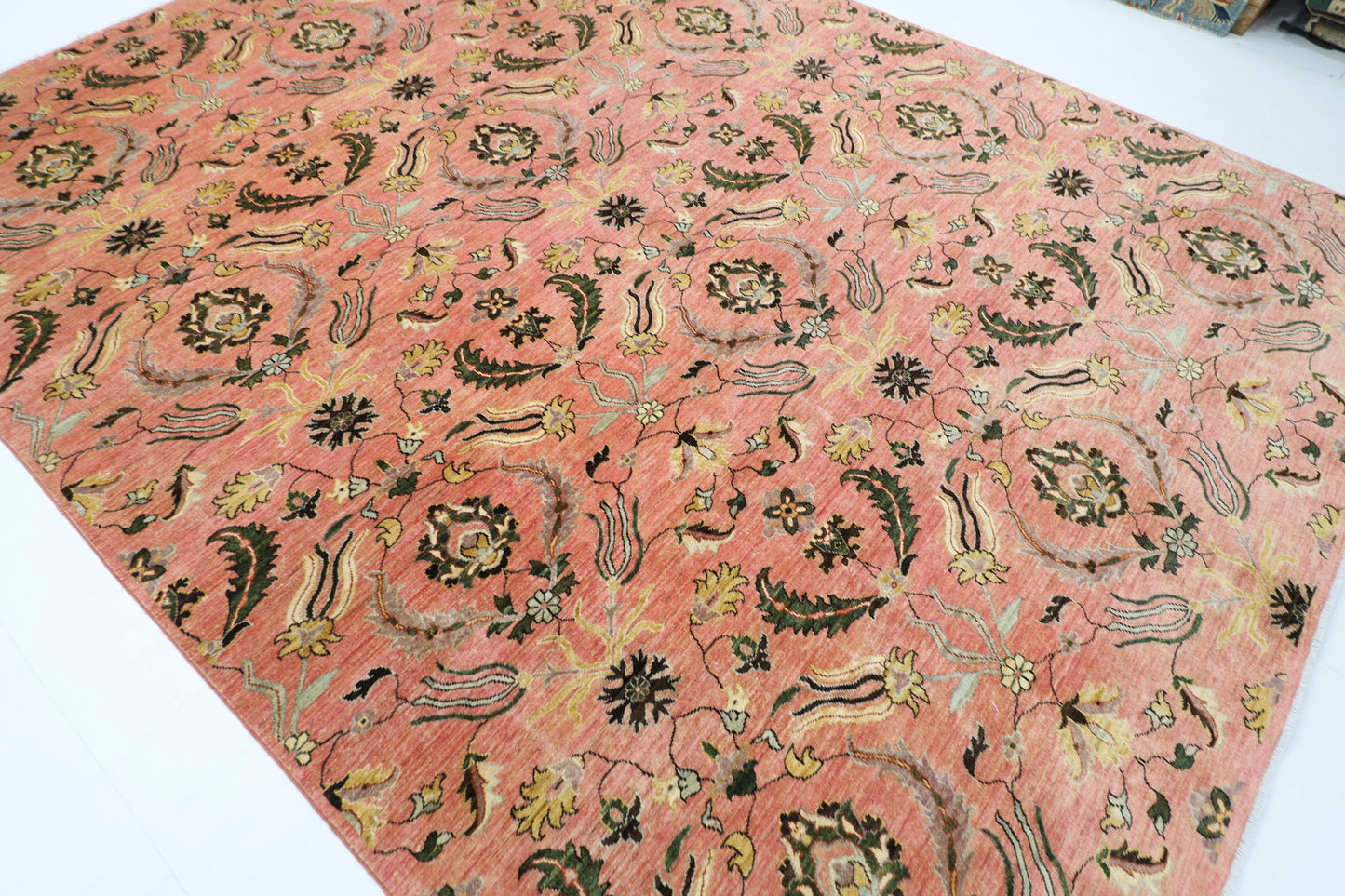 276 x 365 cm | Suzani Pink Design Area Rug Afghan Hand Knotted Veg Dye Wool carpet