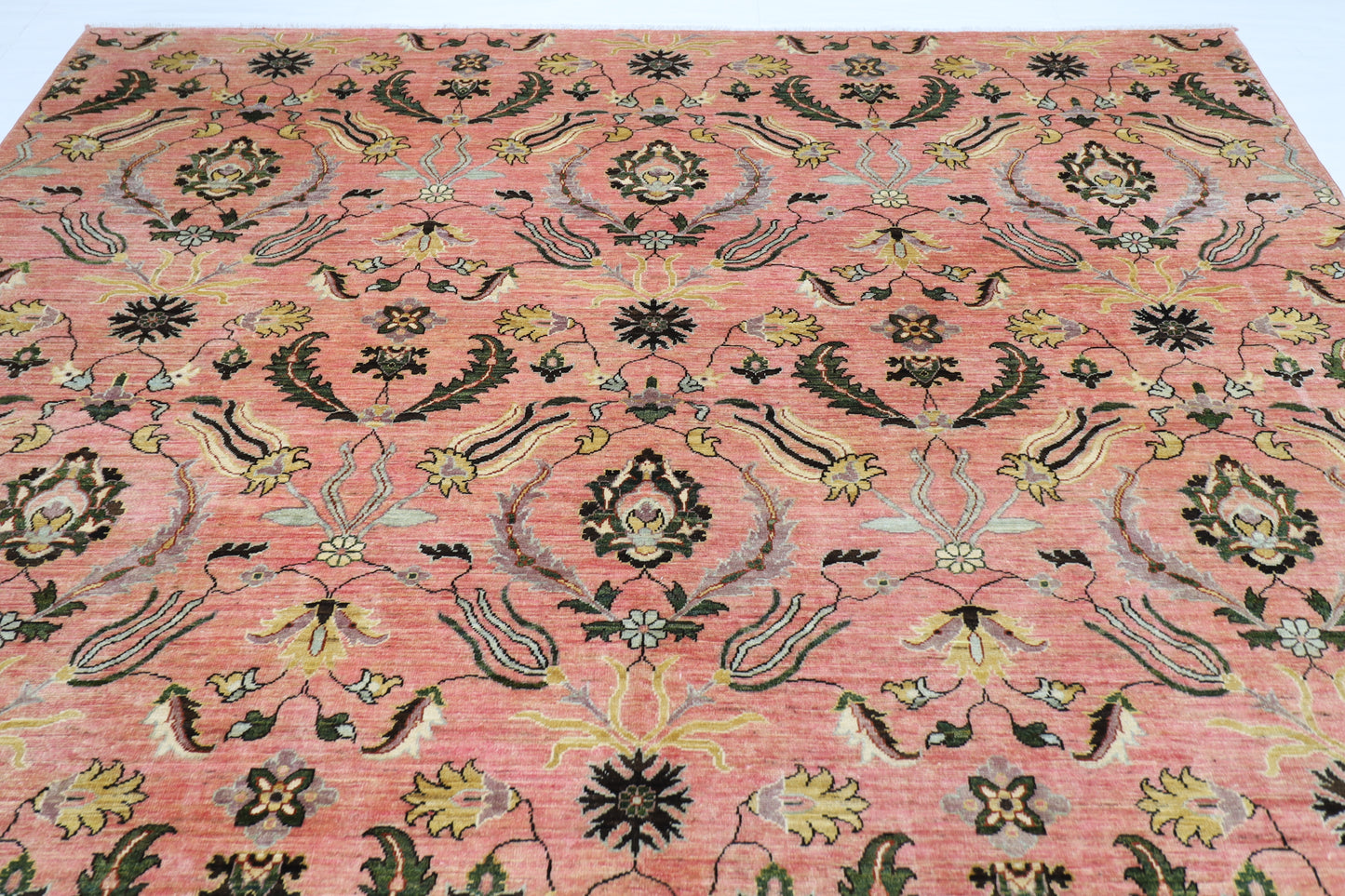 276 x 365 cm | Suzani Pink Design Area Rug Afghan Hand Knotted Veg Dye Wool carpet
