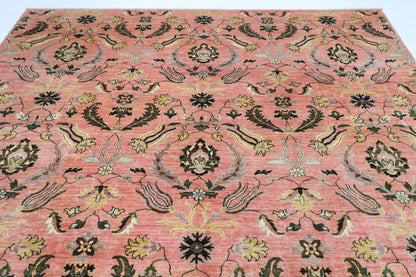 276 x 365 cm | Suzani Pink Design Area Rug Afghan Hand Knotted Veg Dye Wool carpet