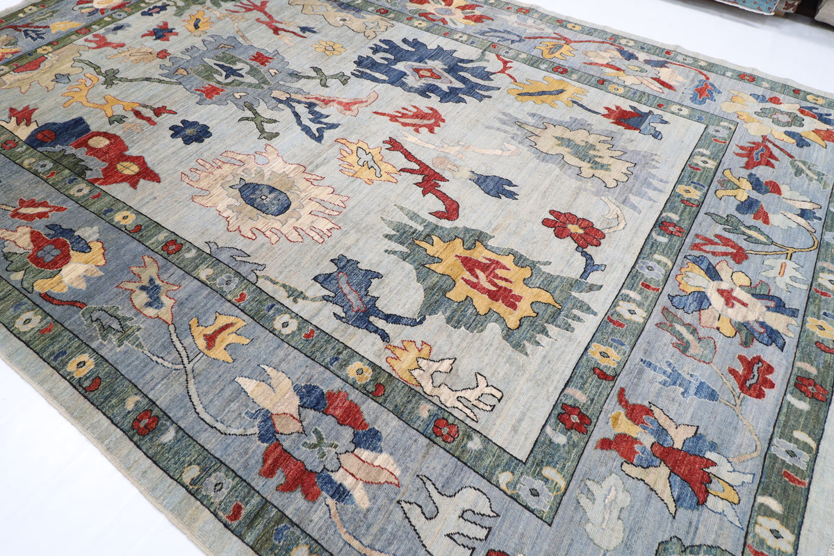 300 x 437 cm | Oushak Gray Design Hand Knotted veg Dye Wool Afghan Carpet