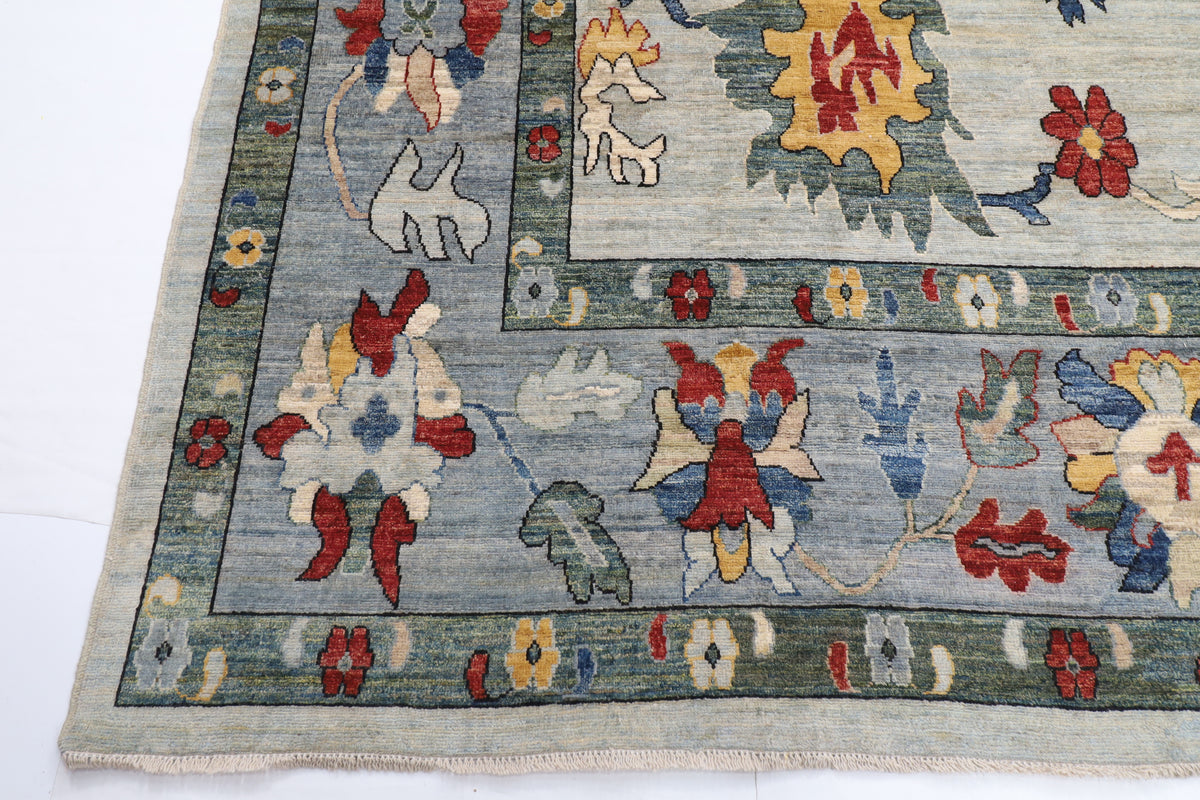300 x 437 cm | Oushak Gray Design Hand Knotted veg Dye Wool Afghan Carpet