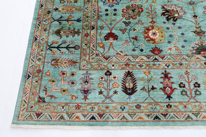 271 x 363 cm | Sultani Turquoise Afghan Tribal Hand Knotted Veg Dye Wool carpet