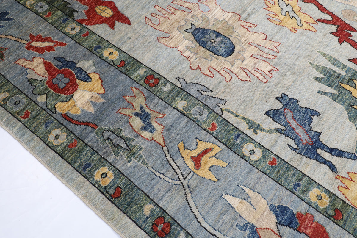 300 x 437 cm | Oushak Gray Design Hand Knotted veg Dye Wool Afghan Carpet