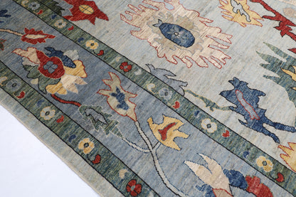 300 x 437 cm | Oushak Gray Design Hand Knotted veg Dye Wool Afghan Carpet