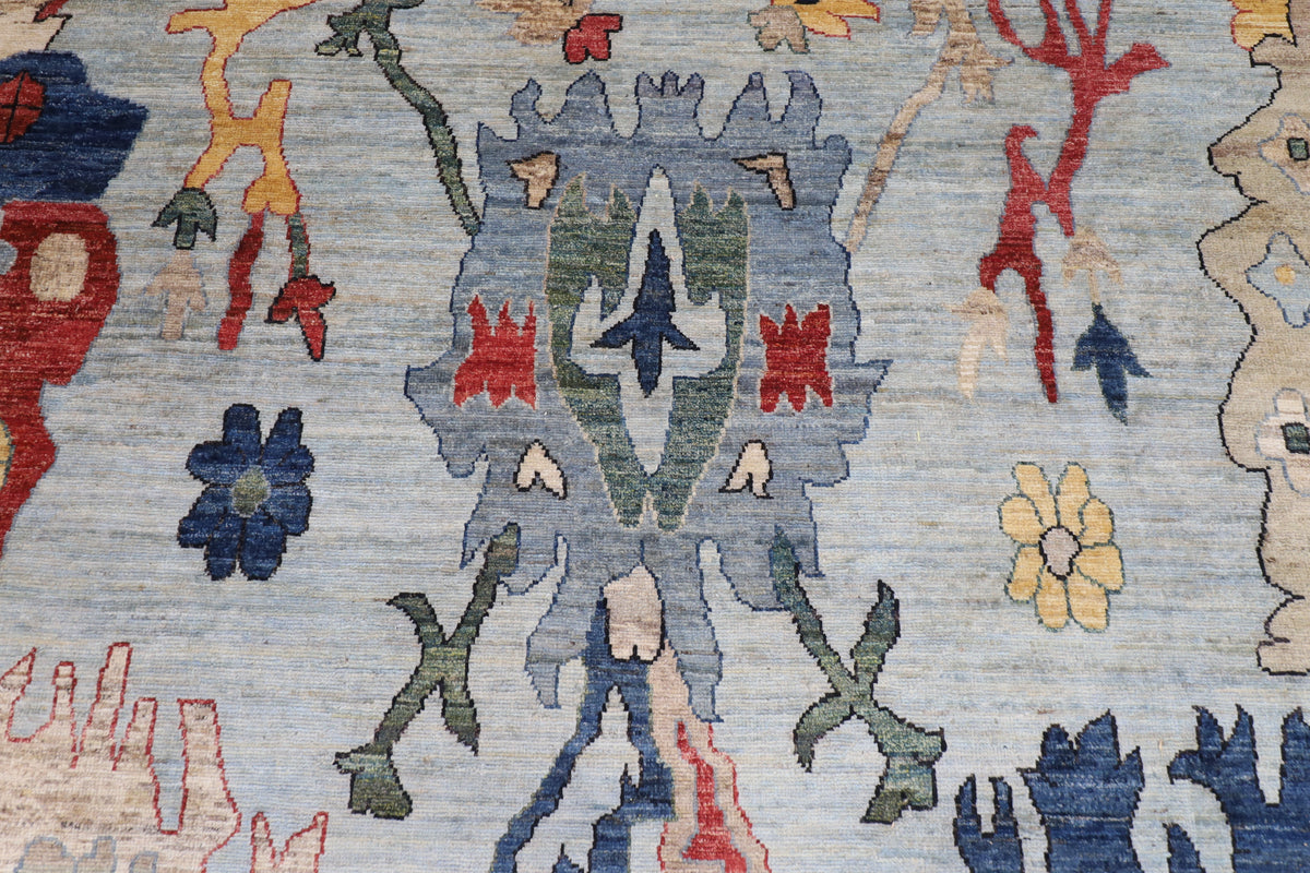 300 x 437 cm | Oushak Gray Design Hand Knotted veg Dye Wool Afghan Carpet