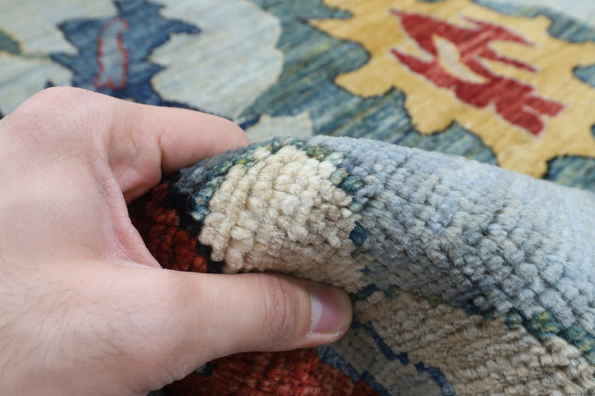 300 x 437 cm | Oushak Gray Design Hand Knotted veg Dye Wool Afghan Carpet