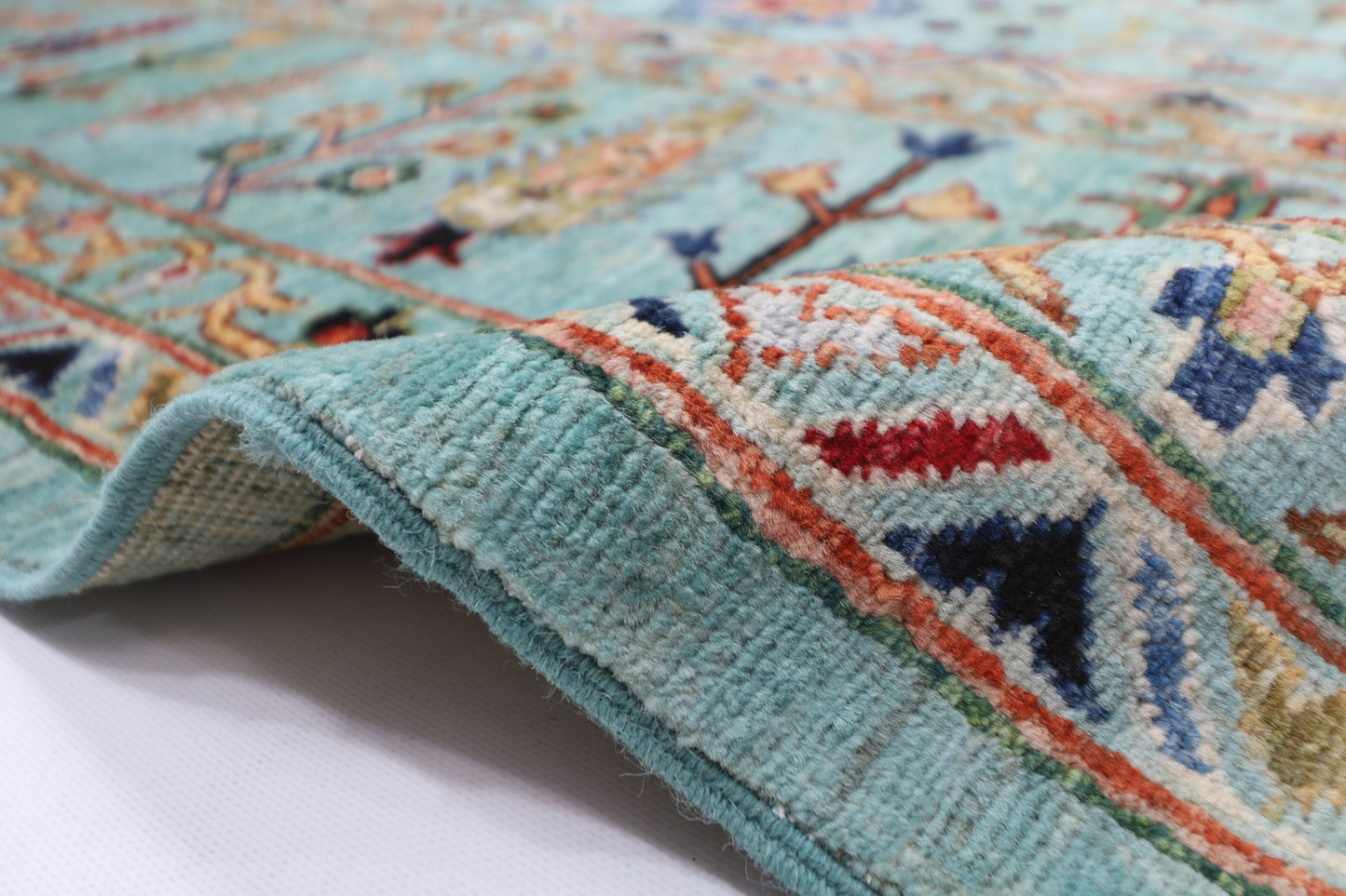 271 x 363 cm | Sultani Turquoise Afghan Tribal Hand Knotted Veg Dye Wool carpet