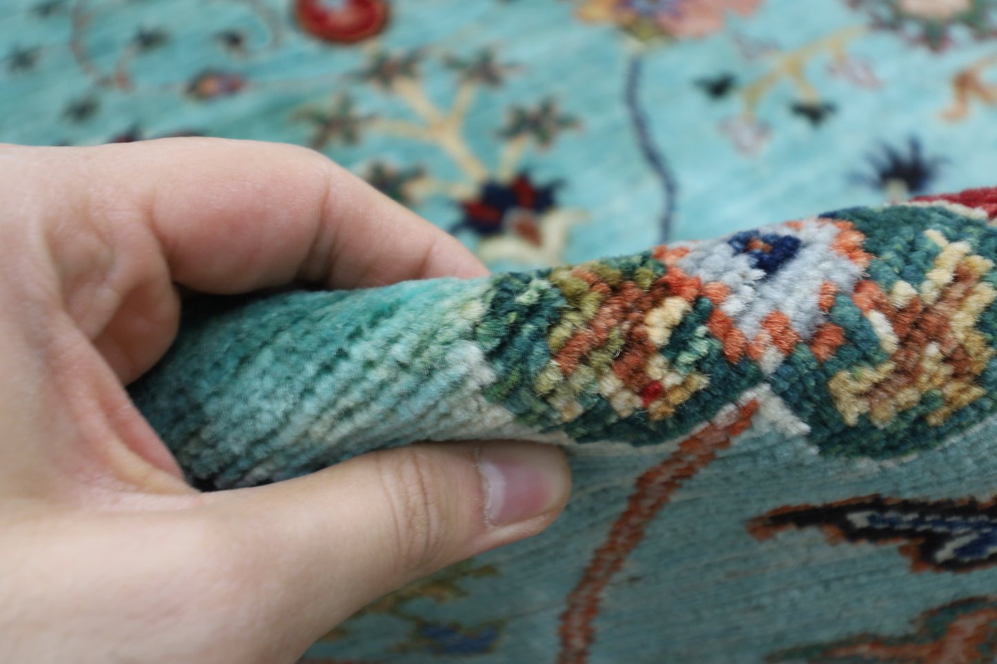 271 x 363 cm | Sultani Turquoise Afghan Tribal Hand Knotted Veg Dye Wool carpet