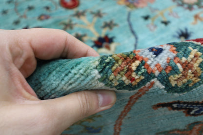 271 x 363 cm | Sultani Turquoise Afghan Tribal Hand Knotted Veg Dye Wool carpet