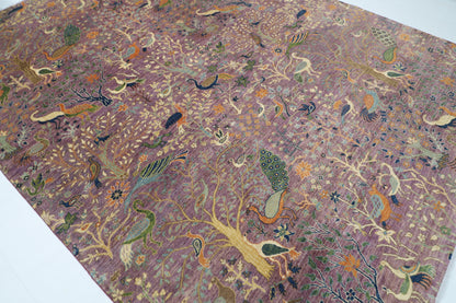 274 x 358 cm | Birds Design Area Rug Afghan Hand Knotted Veg Dye Wool carpet