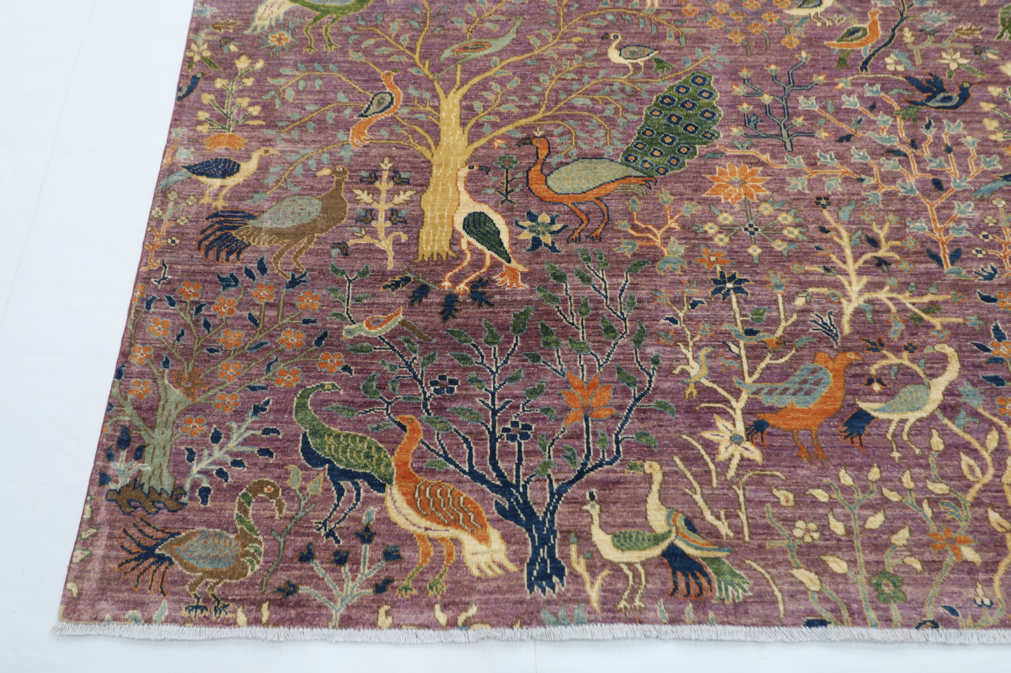 274 x 358 cm | Birds Design Area Rug Afghan Hand Knotted Veg Dye Wool carpet