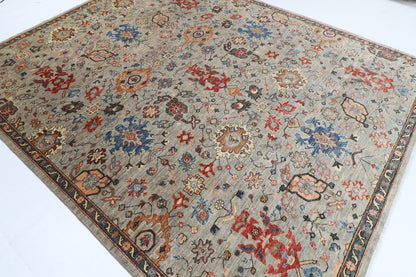 243 x 299 cm | Serapi Gray Design Hand Knotted veg Dye Wool Afghan Carpet