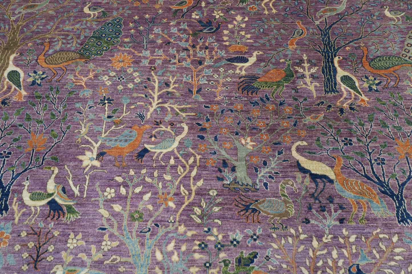 274 x 358 cm | Birds Design Area Rug Afghan Hand Knotted Veg Dye Wool carpet