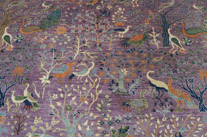274 x 358 cm | Birds Design Area Rug Afghan Hand Knotted Veg Dye Wool carpet