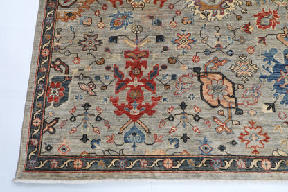 243 x 299 cm | Serapi Gray Design Hand Knotted veg Dye Wool Afghan Carpet