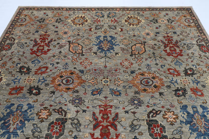 243 x 299 cm | Serapi Gray Design Hand Knotted veg Dye Wool Afghan Carpet
