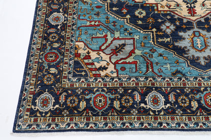 250 x 305 cm | Serapi Navy Afghan Tribal Hand Knotted Veg Dye Wool carpet