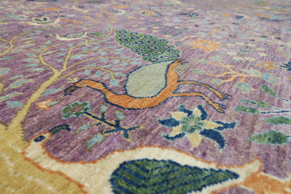 274 x 358 cm | Birds Design Area Rug Afghan Hand Knotted Veg Dye Wool carpet
