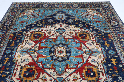 250 x 305 cm | Serapi Navy Afghan Tribal Hand Knotted Veg Dye Wool carpet