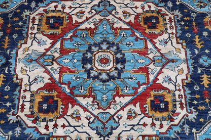 250 x 305 cm | Serapi Navy Afghan Tribal Hand Knotted Veg Dye Wool carpet