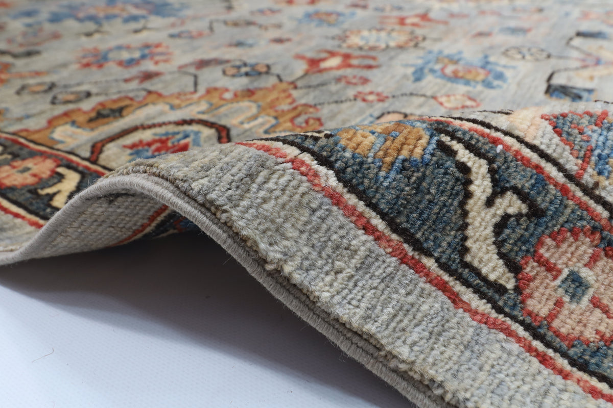 243 x 299 cm | Serapi Gray Design Hand Knotted veg Dye Wool Afghan Carpet