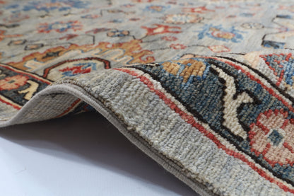 243 x 299 cm | Serapi Gray Design Hand Knotted veg Dye Wool Afghan Carpet
