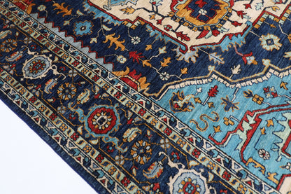 250 x 305 cm | Serapi Navy Afghan Tribal Hand Knotted Veg Dye Wool carpet
