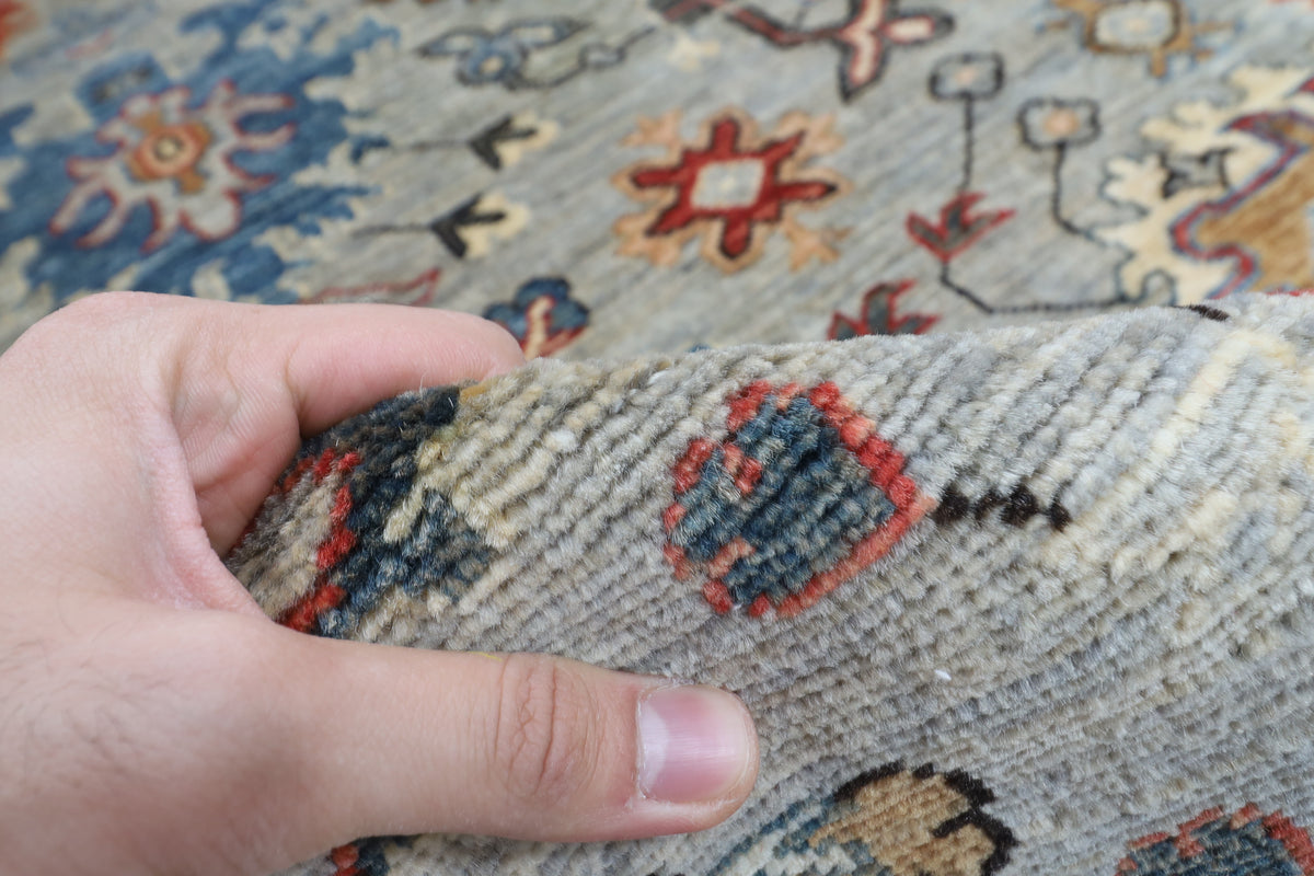 243 x 299 cm | Serapi Gray Design Hand Knotted veg Dye Wool Afghan Carpet