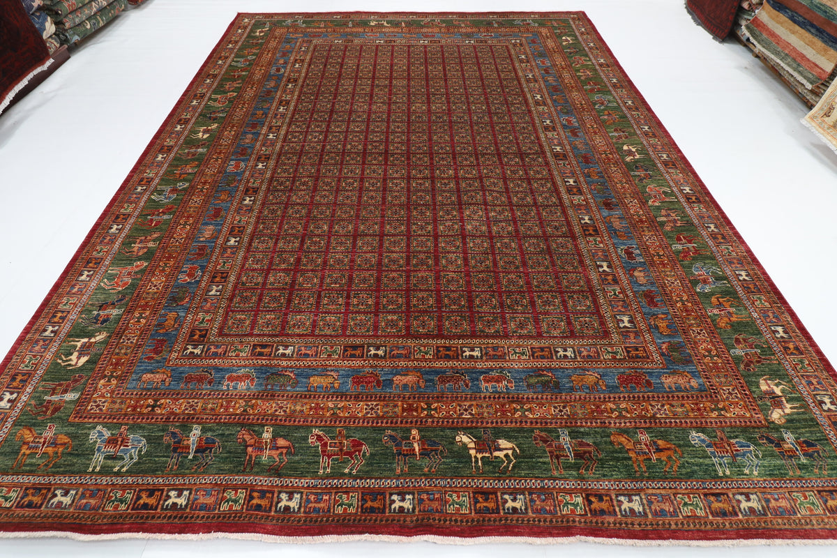 268 x 370 cm | Animal Tribal Design Hand Knotted veg Dye Wool Afghan Carpet