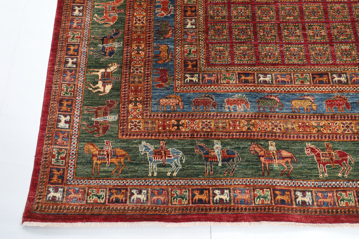 268 x 370 cm | Animal Tribal Design Hand Knotted veg Dye Wool Afghan Carpet