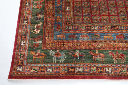 268 x 370 cm | Animal Tribal Design Hand Knotted veg Dye Wool Afghan Carpet