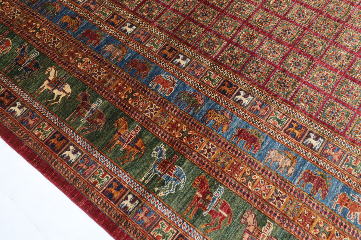 268 x 370 cm | Animal Tribal Design Hand Knotted veg Dye Wool Afghan Carpet