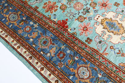 241 x 236 cm | Turquoise Afghan Tribal Hand Knotted Veg Dye Wool carpet