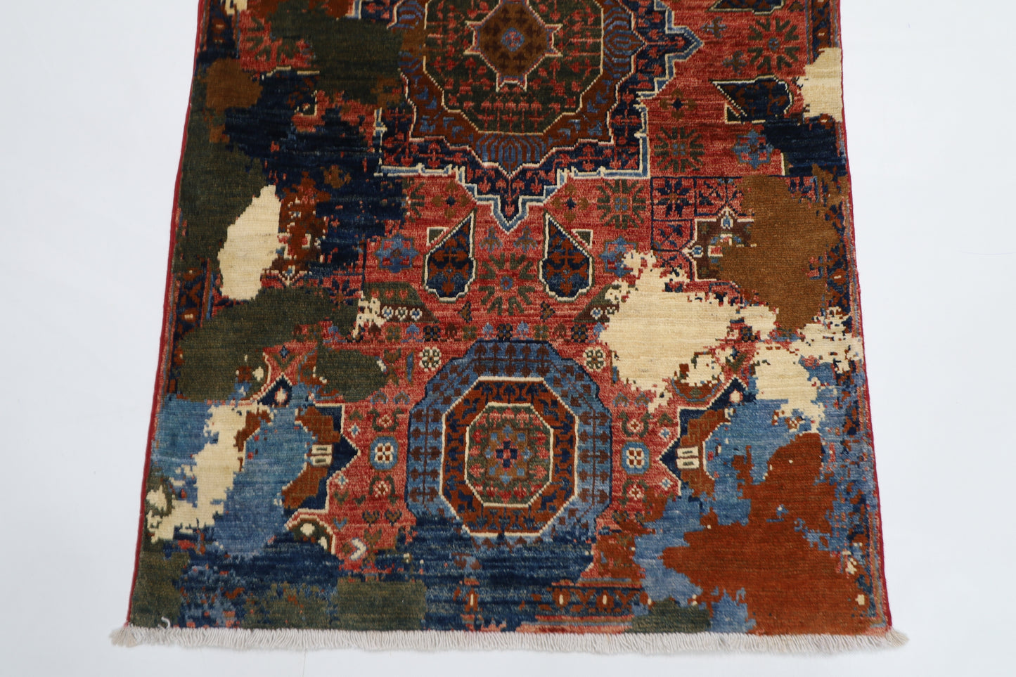 78 x 131 cm | Abstract Mamluk Area Rug Afghan Hand Knotted veg Dye Wool carpet