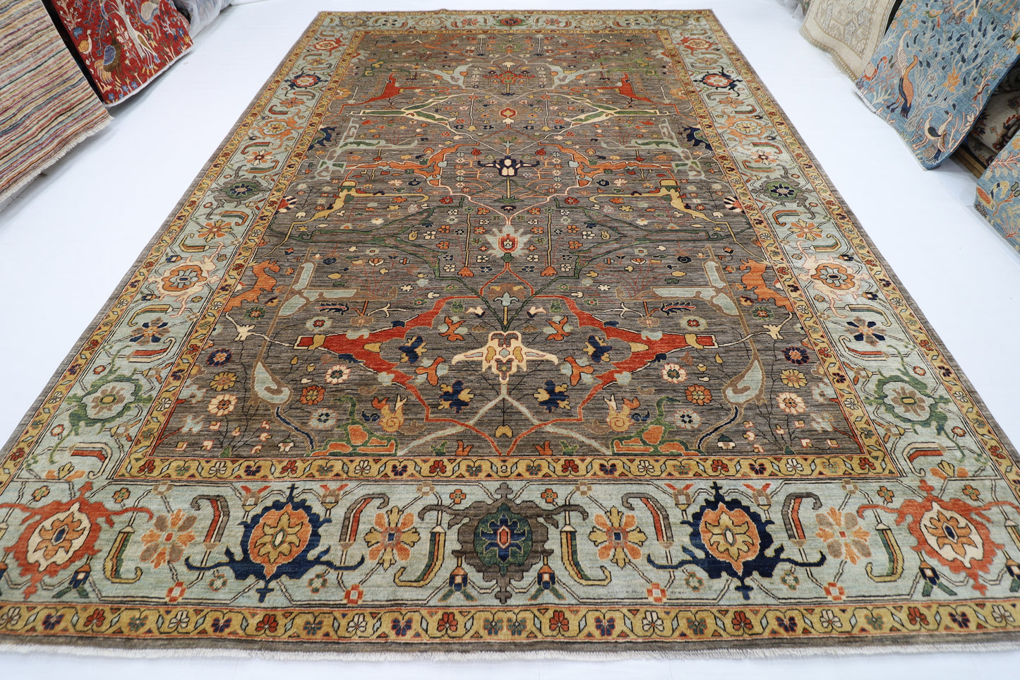 302 x 422 cm | Bidjar Gray Area Rug Afghan Hand Knotted Veg Dye Wool carpet