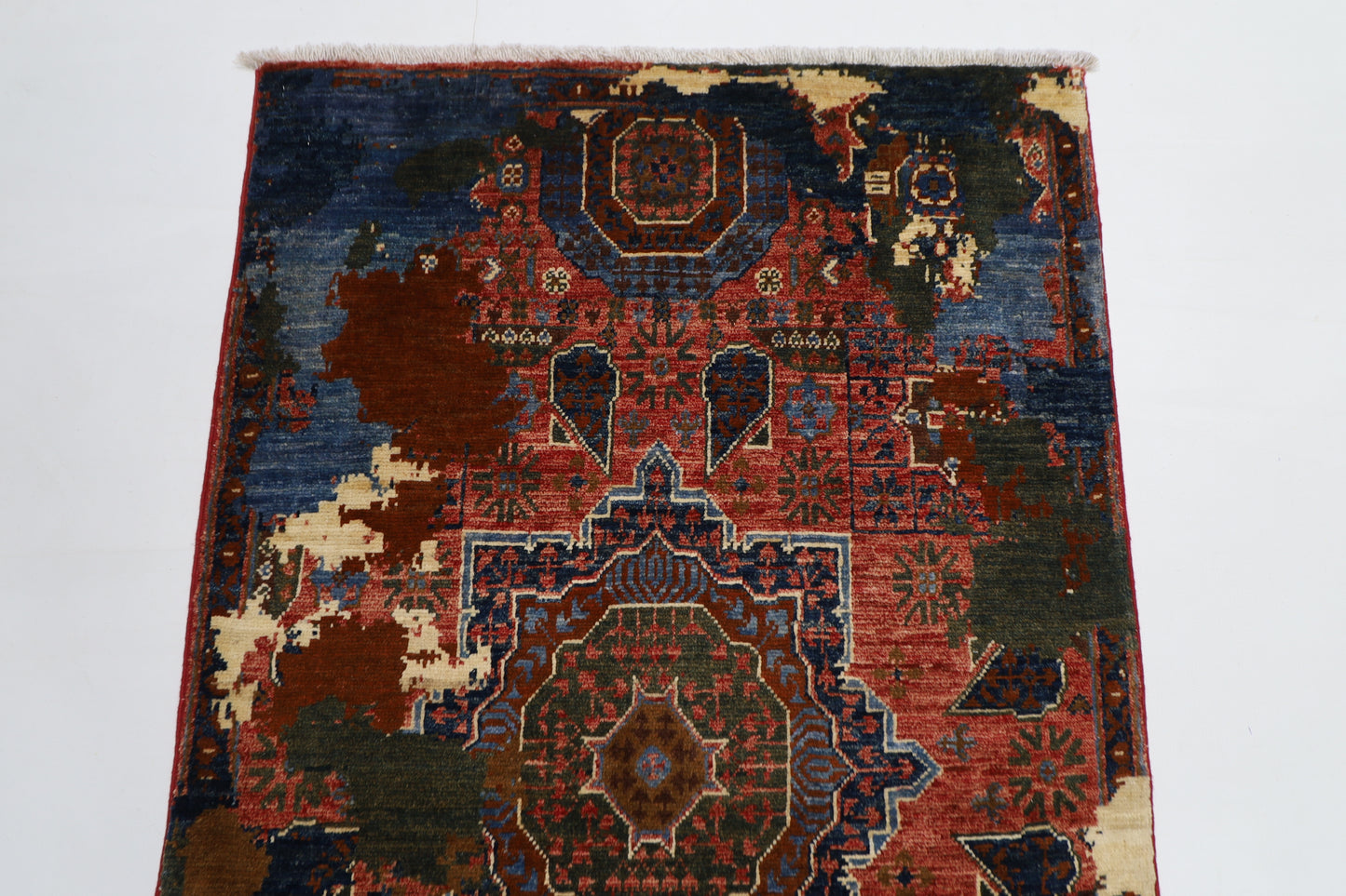 78 x 131 cm | Abstract Mamluk Area Rug Afghan Hand Knotted veg Dye Wool carpet
