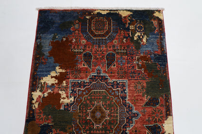 78 x 131 cm | Abstract Mamluk Area Rug Afghan Hand Knotted veg Dye Wool carpet